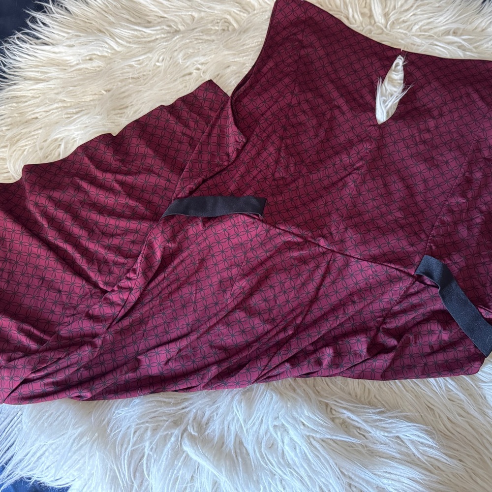 Burgundy Patterned Maternity Dress